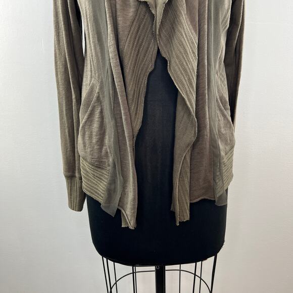 Anthropologie TINY Olive Green Long Slv Oversized Collar Open Front Cardigan XS - Picture 3 of 9